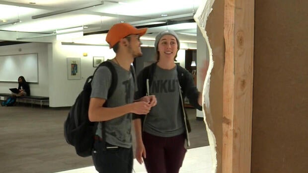 University of Utah students look at "The Cry Closet" at a library on campus.University of Utah students look at "The Cry Closet" at a library on campus in Salt Lake City.