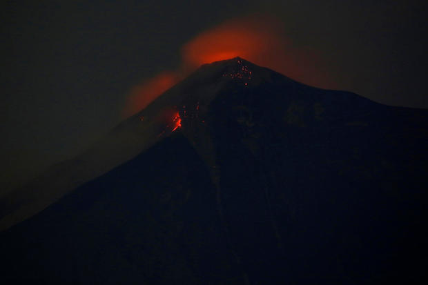 Fuego volcano is pictured after it erupted violently, in San Juan Alotenango 