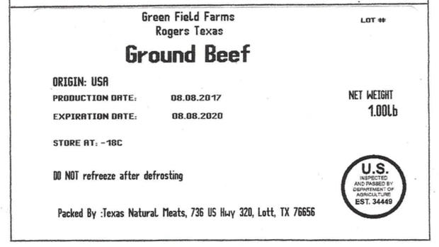 Recalled Beef Label 
