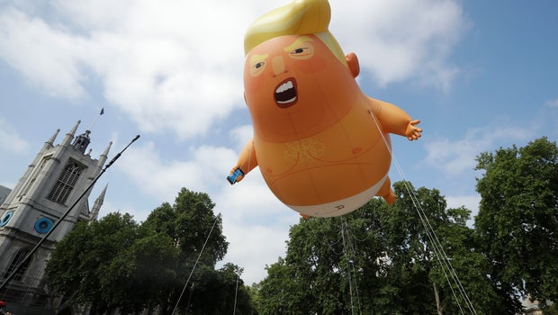 Protests mock Trump during U.K. visit