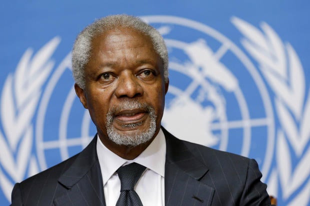 FILE PHOTO - U.N.-Arab League mediator Annan addresses a news conference in Geneva