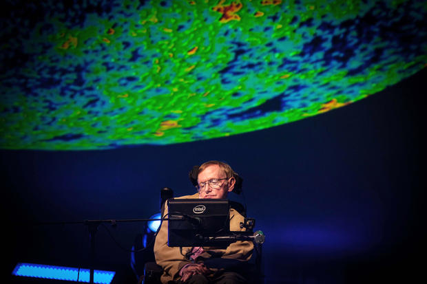 The British professor Stephen Hawking, theoretical physicist, gives a lecture on September 23, 2014 during the Starmus festival on the Canary Island of Tenerife, Spain. 