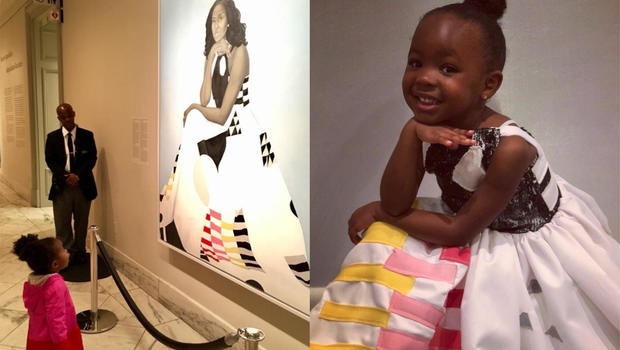 Parker Curry Dresses Up As Michelle Obama's Portrait for Halloween