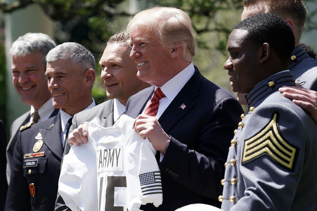 President Trump Presents The Commander In Chief's Trophy To The U.S. Military Academy Football Team 