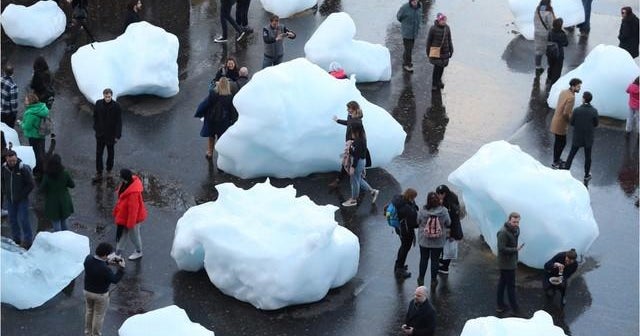 This ice block art exhibit spotlights the effects of climate change