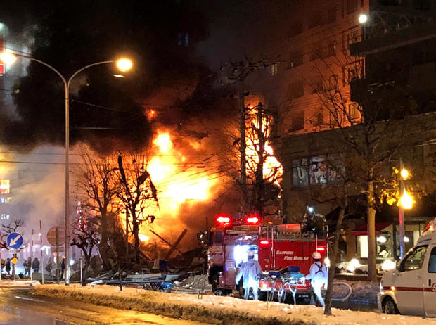 A view of a site of an explosion at a bar in Sapporo 