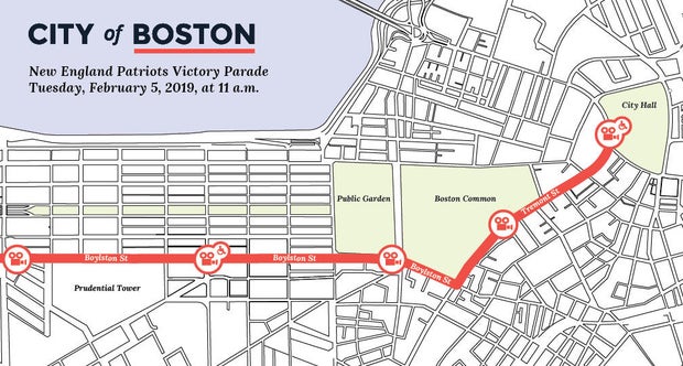 Patriots parade route through Boston 2019