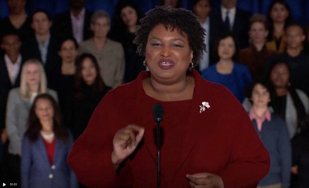 Former Georgia gubernatorial candidate Stacey Abrams delivers the Democratic response to the U.S. President Donald Trump's State of the Union address in this still frame taken from video, in Washington 