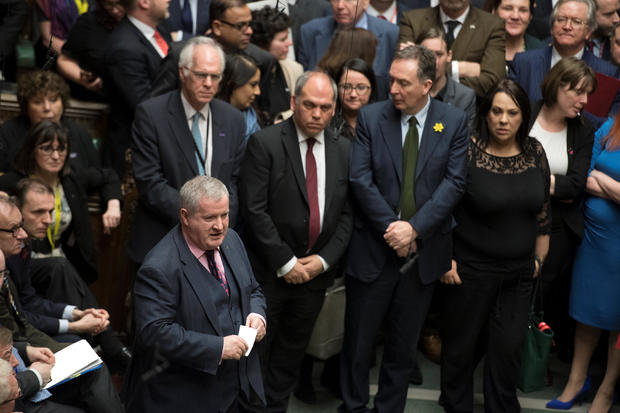 Ian Blackford, leader of the Scottish National Party (SNP) in the House of Commons, speaks in Parliament, following the vote on Brexit in London 