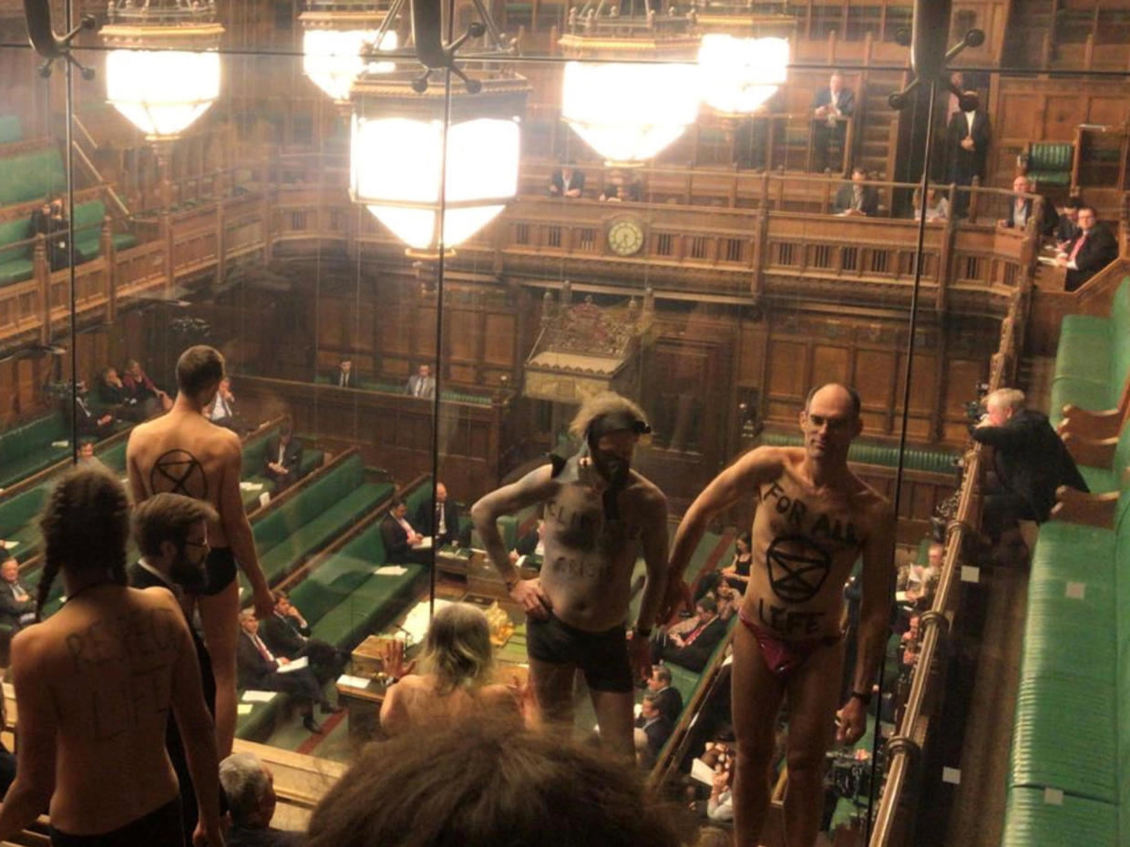 Naked Protest In Houses Of Parliament Climate Change Protesters Strip