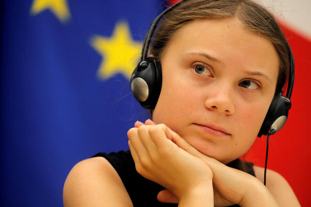 FILE PHOTO: Swedish environmental activist Greta Thunberg attends a debate with French parliament members at the National Assembly in Paris 