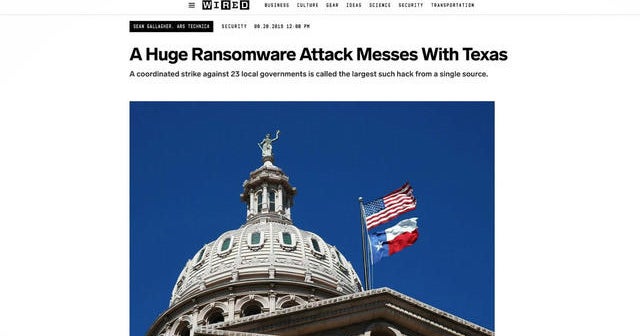 22 local Texas governments tackle coordinated ransomware attack - CBS News 22 local Texas governments tackle coordinated... 