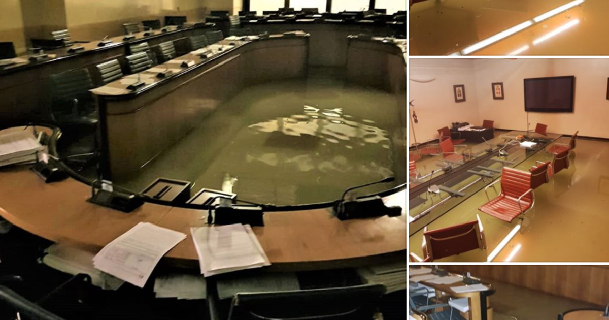 Venice flooding: Council office flooded moments after officials rejected climate change measures - CBS News