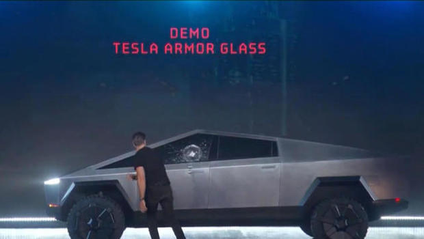 Window Of Teslas Bulletproof Truck Shatters At Unveiling