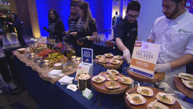 More than two dozen chefs presented their takes on latkes at the 11th Annual Latke Festival, held this year at the Brooklyn Museum in New York City. (Credit: CBS News)