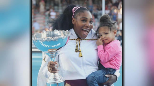 Serena Williams Reveals Photos Of Her Daughter Olympia Looking Like A Tennis Pro At Age 2 Cbs News