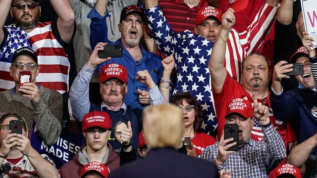 President Trump Holds Rally In New Hampshire Day Before State's Primary