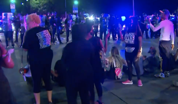 Protesters in the street in Dallas 