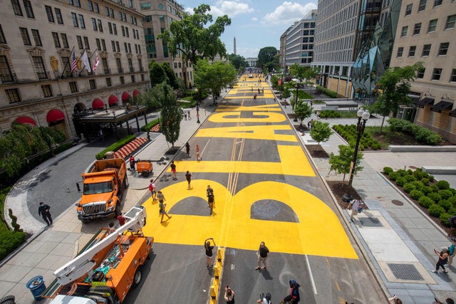 Black Lives Matter Painted On 16th Street Leading To White House Washington D C Mayor Muriel Bowser Announces Cbs News