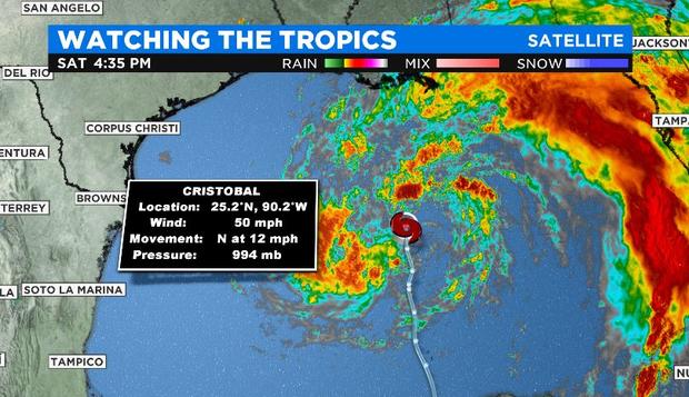 Tropical Storm Cristobal latest Saturday 