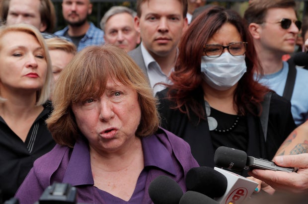 The 2015 Nobel literature laureate Svetlana Alexievich arrives for questioning by state investigative committee in Minsk 