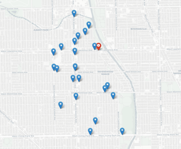 Ravenswood Manor Shooting, Homicide Map 