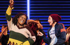 Celia Rose Gooding, left, is seen with the company of "Jagged Little Pill" during a performance in this image released by Vivacity Media Group. 