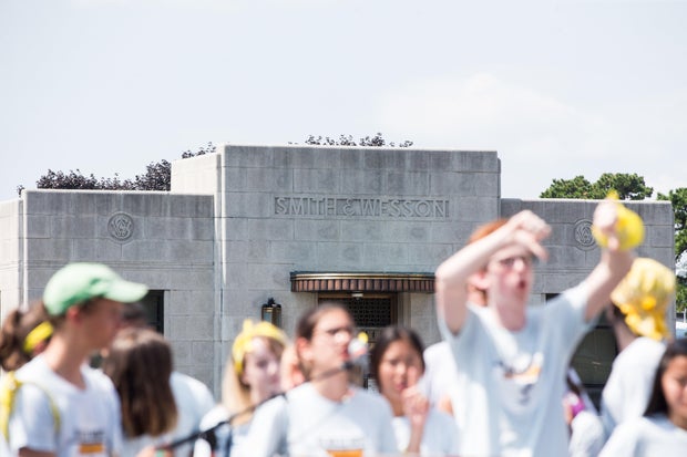 Anti-Gun Violence Activists Hold Demonstration After Marching From Boston, Outside Smith And Wesson's Hea