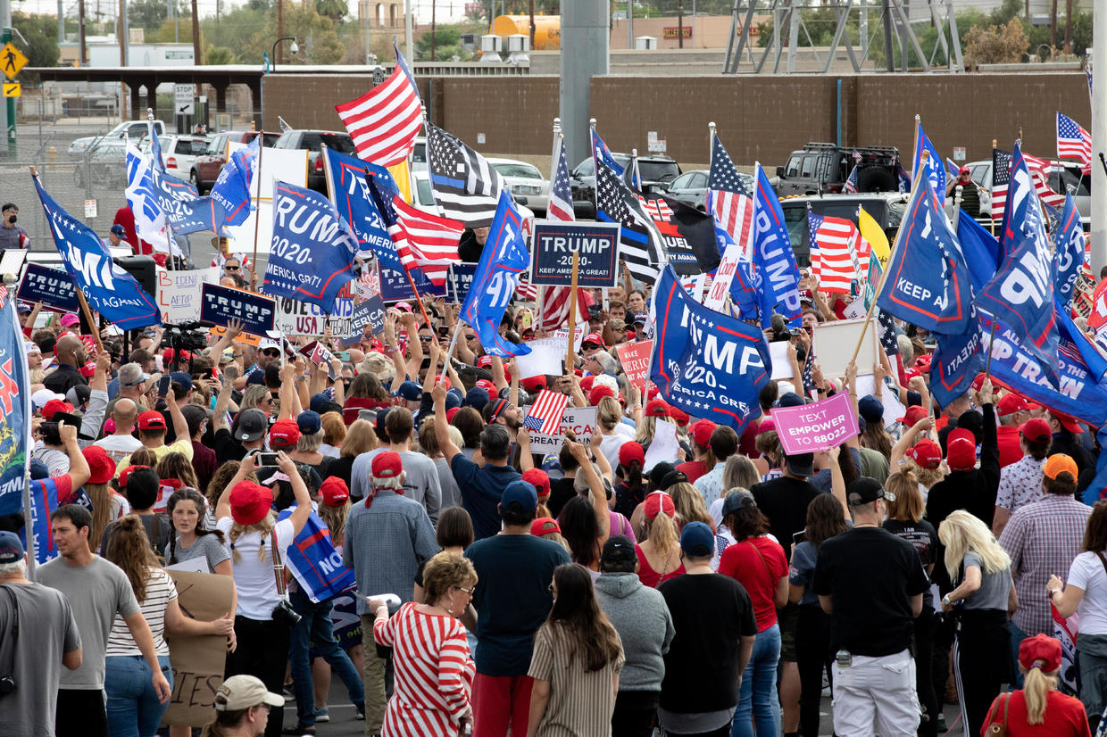 Trump Supporters Crowd Vote Counting Sites As Biden Leads In Arizona ...