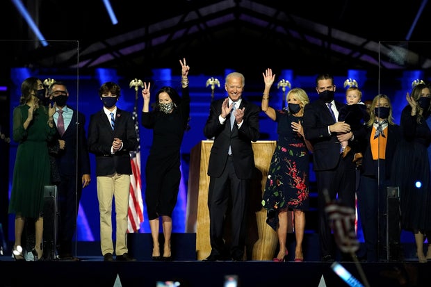 Democratic 2020 U.S. presidential nominee Joe Biden's an election rally, after news media announced that Biden has won the 2020 U.S. presidential election, in Wilmington, Delaware 