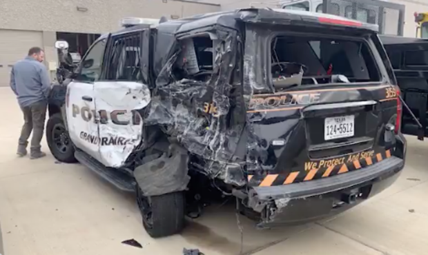 Smashed Grand Prairie Police SUV 