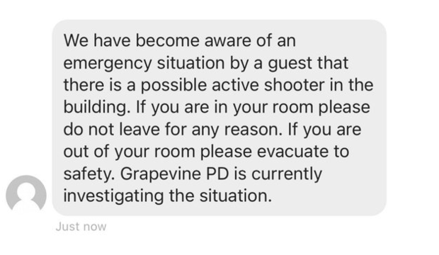 Text message from Great Wolf Lodge to guests 