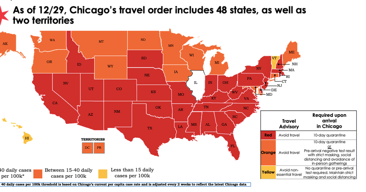 48 States, 2 Territories Remain On Chicago's COVID19 Travel Order