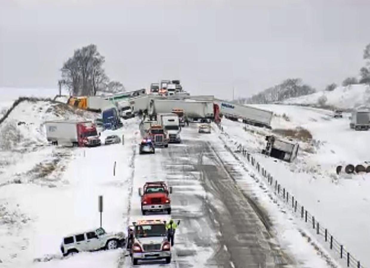 Serious injuries reported after massive 40vehicle pileup on snowy