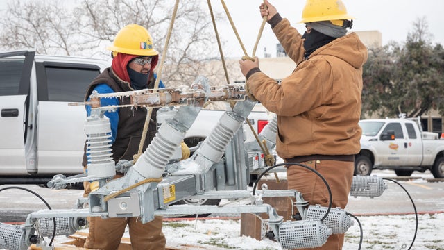 Texas — winter storm, power lines, frozen