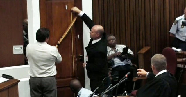 Pistorius trial: Bathroom door on display in court room