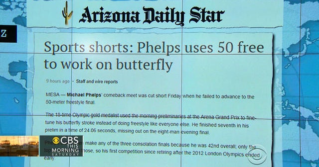 Headlines: Phelps falls short in comeback meet