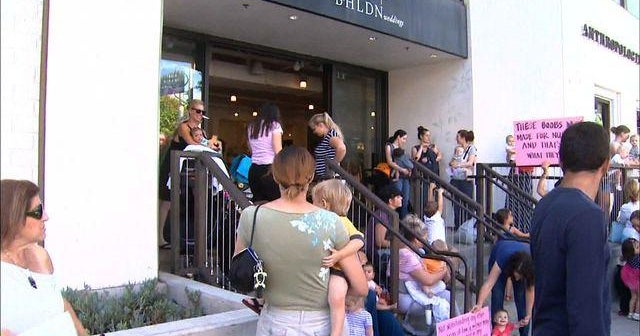 Breastfeeding moms protest outside Anthropologie store in Beverly Hills