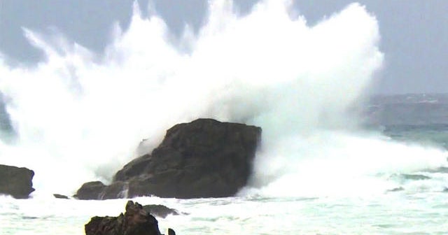 High surf slams into the coast of Japan