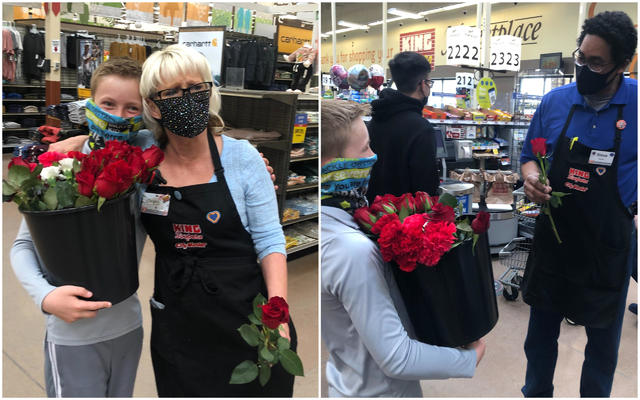 11 Year Old Boy Hands Out Flowers To Grocery Store Workers After Colorado Shooting Cbs News