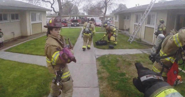 Dramatic video Three kids rescued from Fresno apartment fire CBS News