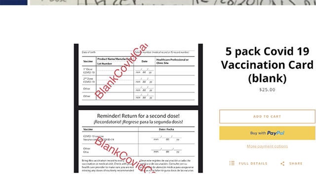 scammers are selling fake covid 19 vaccination cards online cbs news