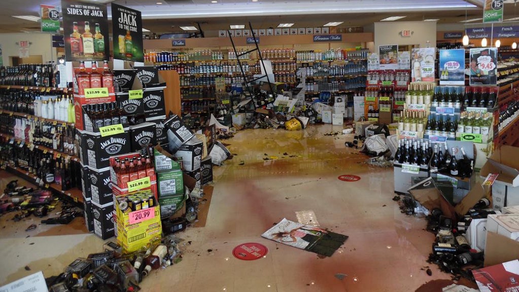 PHOTOS Truck Crashes Through NH State Liquor Store, Spilling