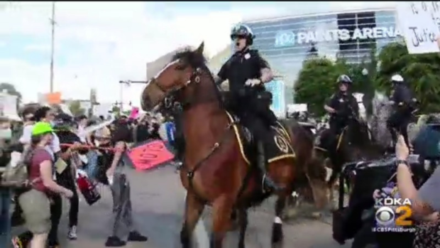 george floyd protest horse attacked 