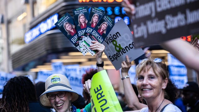 Supporters Gather Outside As New York City Mayoral Candidates Participate In Final Debate