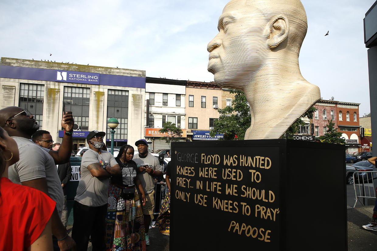 NYPD investigating vandalism of George Floyd statue unveiled on ...