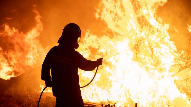Wildfires Continues In Greece, Kourkouli Village During The Night 