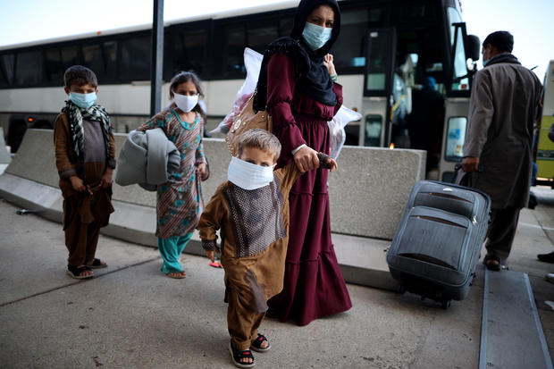 Afghan Refugees Arrive At Dulles Airport Outside Nation's Capital 