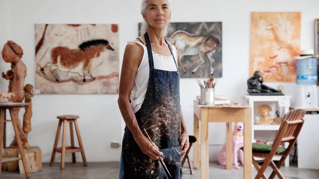 A femail artist in her studio 