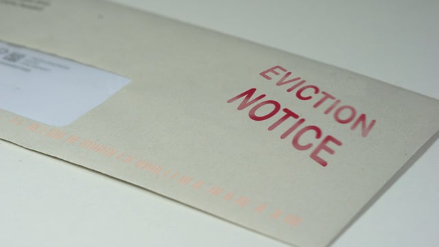 Envelop for an eviction notice to a defaulting renter in due to missed rent in recession